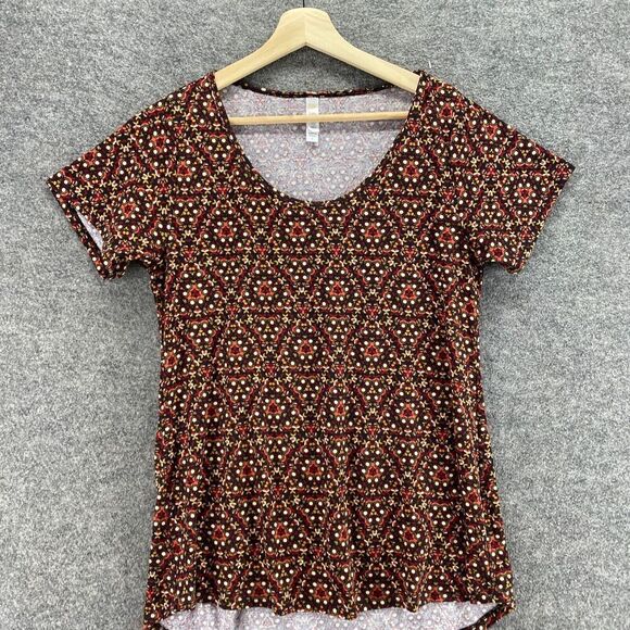 5/$45 LulaRoe T-Shirt Women S Small Black Geometric Round Neck Short Sleeve - Picture 3 of 8